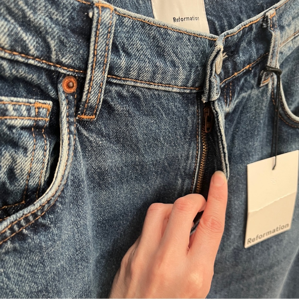 Reformation Addyson high rise wide leg jeans 27 ozark blue rigid denim NWT - Picture 5 of 15